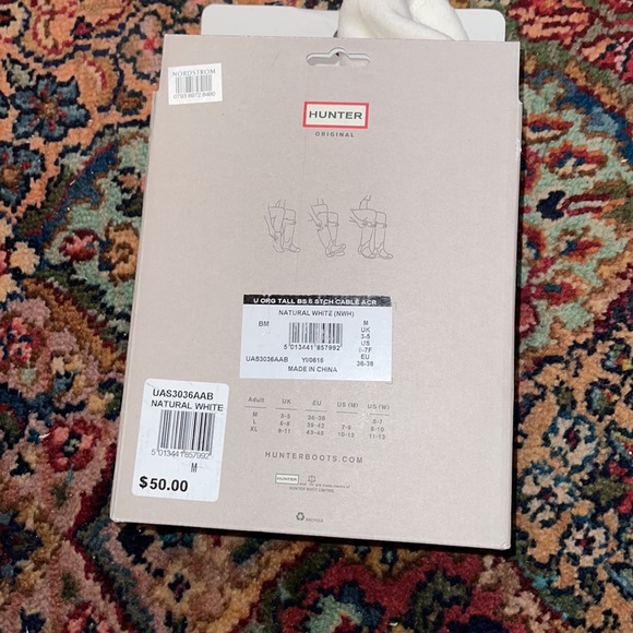 BRAND NEW HUNTER BOOT NATURAL WHITE TALL BOOT SOCK - Picture 3 of 3